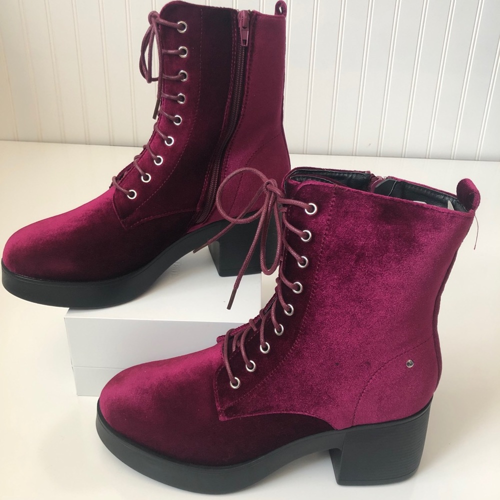 Wine Velvet Boots - Picture 3 of 8